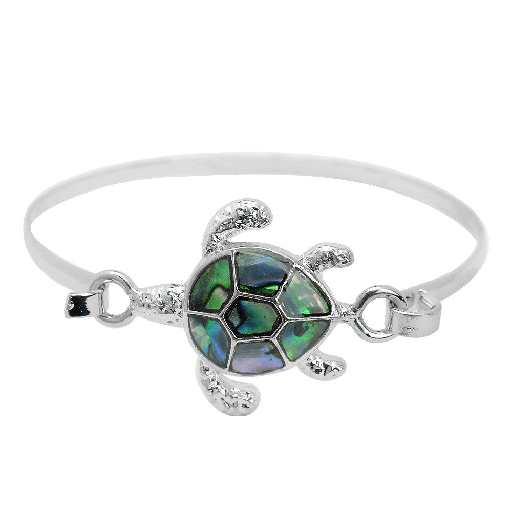 Turtle Bracelet Abalone Shell Hook Bangle Sea Shell Sand Beach Jewelry SILVER