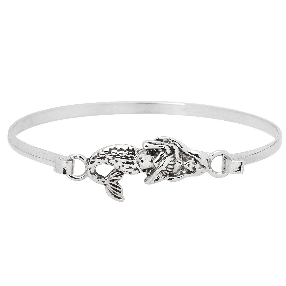 Mermaid Bracelet Thin Hook Bangle Sea Life Beach Jewelry SILVER