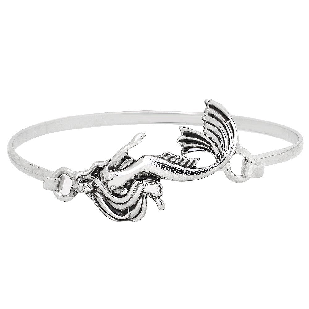 Mermaid Bracelet Metal Charm Bangle Sea Life Jewelry SILVER