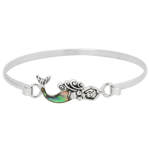 Mermaid Bracelet Thin Hook Bangle Sea Life Beach Jewelry SILVER ABALONE SHELL