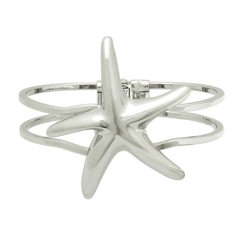 Starfish Bracelet Double Bar Hinge Bangle Plain Solid SILVER Metal 5002