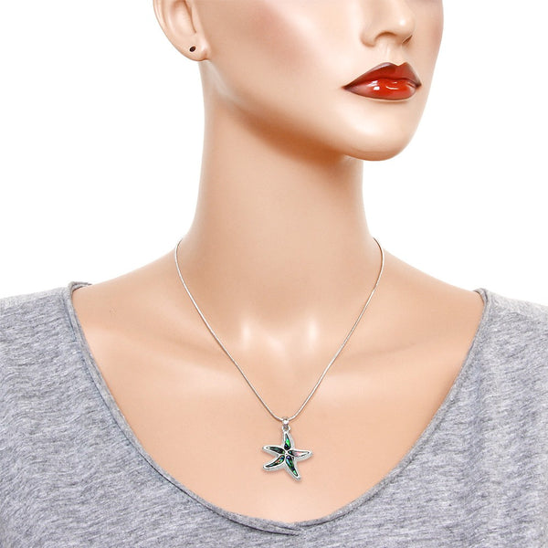 Starfish Necklace Abalone Shell Pendant Sea Life Beach Surfer SILVER