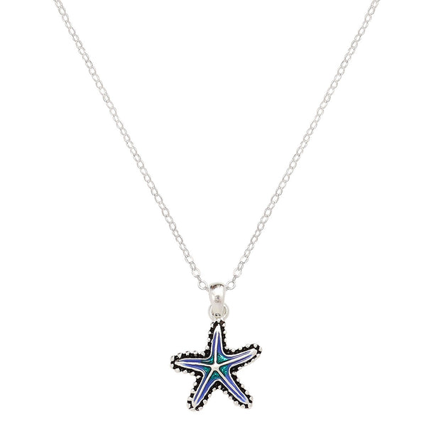 Starfish Necklace Blue Enamel Pendant Sea Life Beach Surfer SILVER 1368