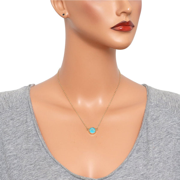 Wave Necklace Aqua Crystal Ocean Surf Surfer Beach GOLD