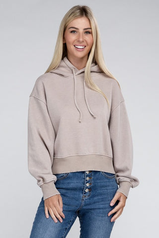 Zenana Acid Wash Fleece Hoodie