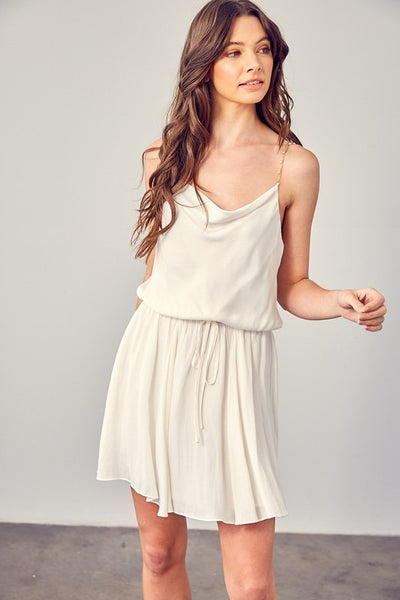 Cowl Neck Beaded Strap Dress