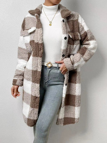 Sherpa Plaid Long Coat Shacket