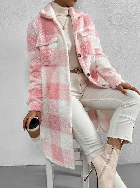 Sherpa Plaid Long Coat Shacket