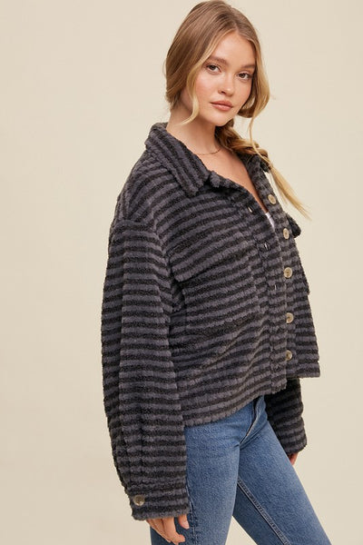 Listicle Plaid Fleece Shacket