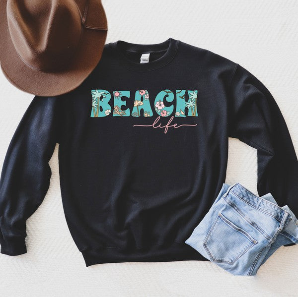 Beach Life Colorful Graphic Sweatshirt