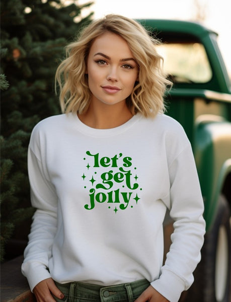 Let's Get Jolly Graphic Bella Canvas Premium Crew Christmas Sweatshirt