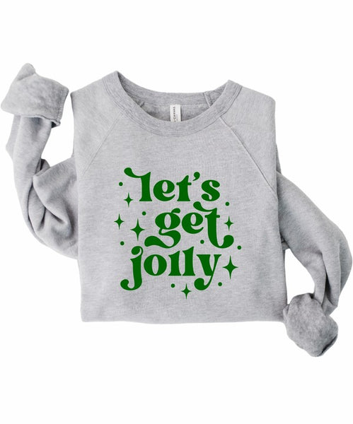 Let's Get Jolly Graphic Bella Canvas Premium Crew Christmas Sweatshirt