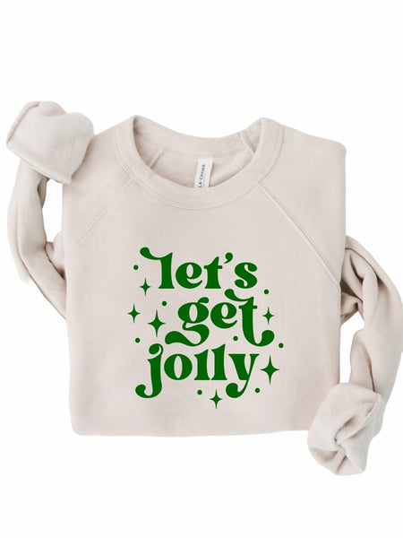 Let's Get Jolly Graphic Bella Canvas Premium Crew Christmas Sweatshirt