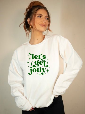 Let's Get Jolly Graphic Bella Canvas Premium Crew Christmas Sweatshirt