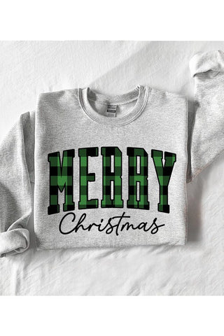 Plaid Merry Christmas Crew Sweatshirt