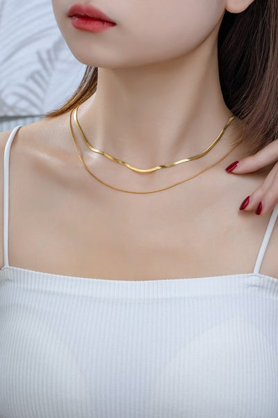 Two Layer Mixed Herringbone Chain Necklace