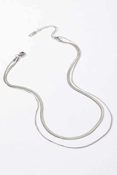 Two Layer Mixed Herringbone Chain Necklace