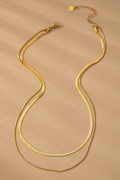 Two Layer Mixed Herringbone Chain Necklace