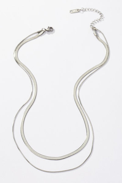 Two Layer Mixed Herringbone Chain Necklace