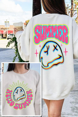 Summer Face Front Back Graphic Fleece Sweatshirts