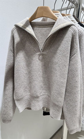 Ribbed Half Zip Sweater