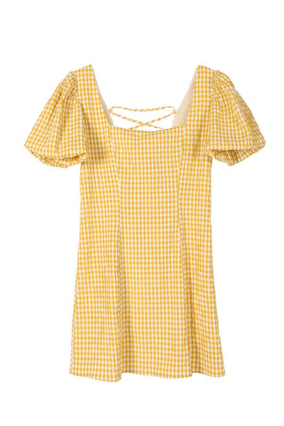 Back Strap Gingham Print Dress