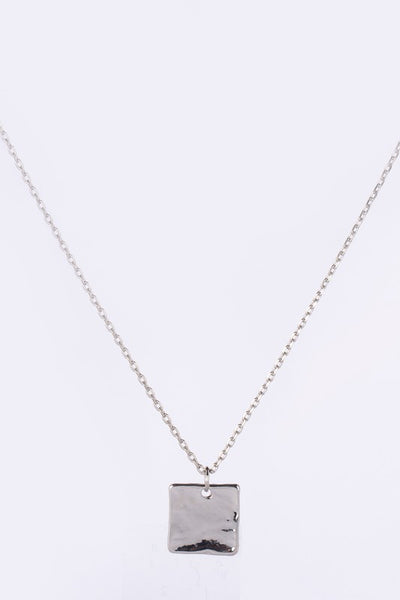 Twist Ring And Square Pendant Necklace Set Silver