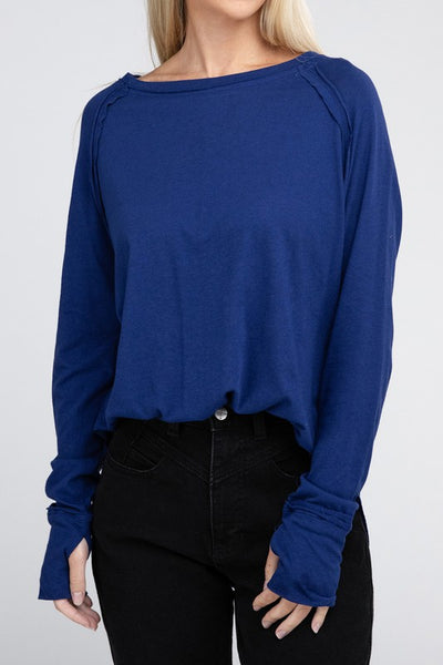 Cotton Raglan Sleeve Thumbhole Top