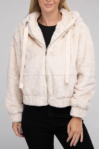 Ambiance Apparel Fluffy Zip-Up Teddy Hoodie