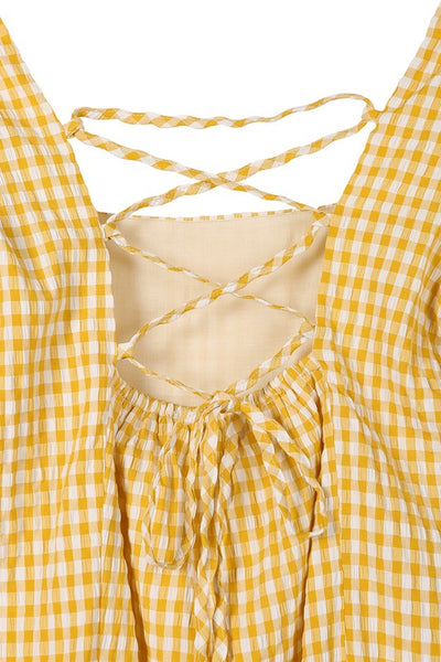 Back Strap Gingham Print Dress