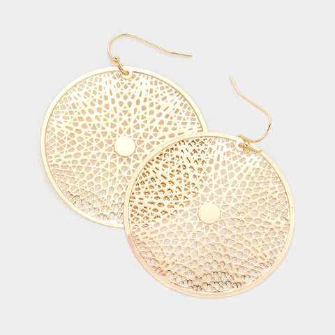 Filigree Earrings Round Webbed Cut Out SILVER GOLD