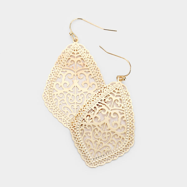 Filigree Earrings Moroccan Shape Lightweight Metal 4 Colors