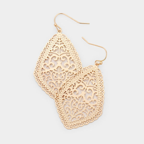 Filigree Earrings Moroccan Shape Lightweight Metal 4 Colors