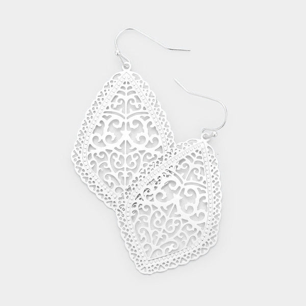 Filigree Earrings Moroccan Shape Lightweight Metal 4 Colors