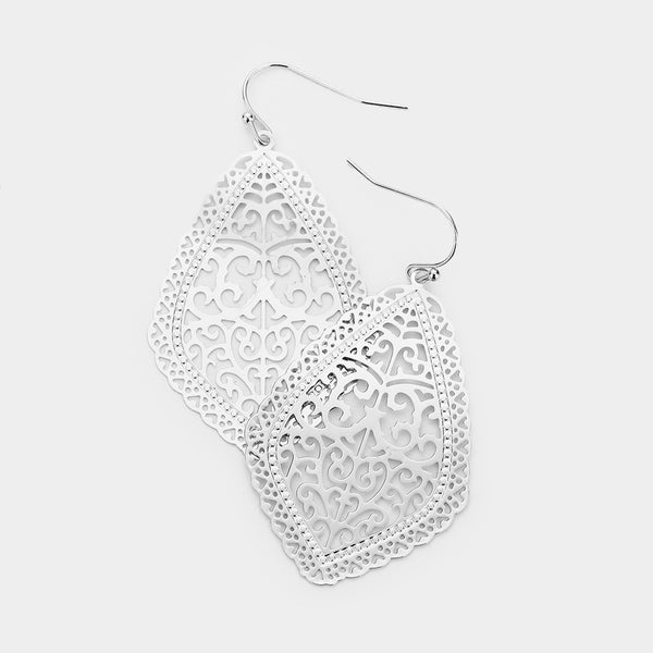 Filigree Earrings Moroccan Shape Lightweight Metal 4 Colors