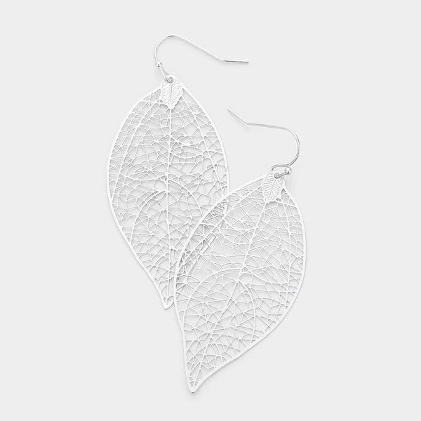 Leaf Earrings Cut Out Filigree Lightweight Boho 4 COLORS