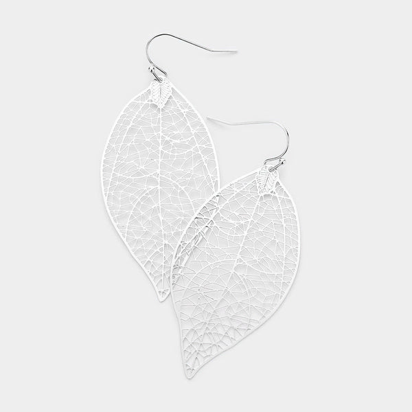 Leaf Earrings Cut Out Filigree Lightweight Boho 4 COLORS