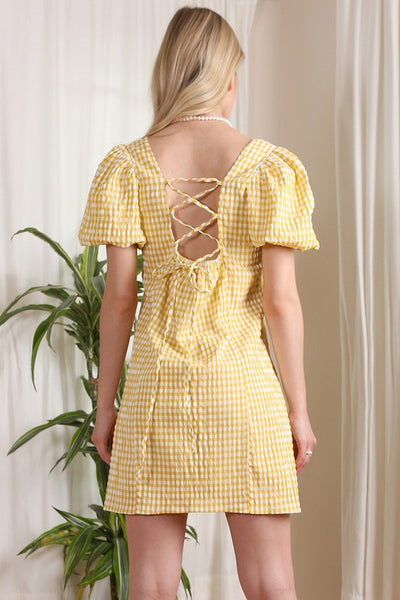 Back Strap Gingham Print Dress