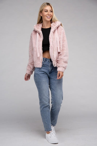 Ambiance Apparel Fluffy Zip-Up Teddy Hoodie