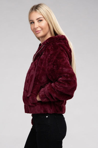 Ambiance Apparel Fluffy Zip-Up Teddy Hoodie