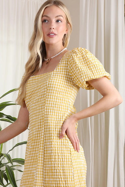 Back Strap Gingham Print Dress