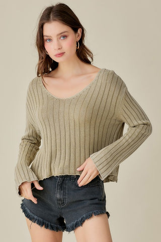 Mustad Seed V NECK WASHED CROP SWEATER