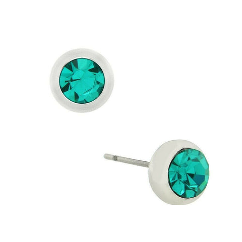 Tiny Crystal Earring 6mm Small Stud Post Birthstone DECEMBER Blue Stone Jewelry - PalmTreeSky