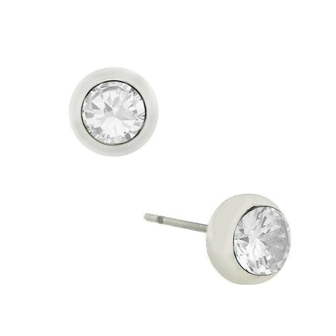 Tiny Crystal Earring 6mm Small Stud Post Birthstone APRIL Clear Stone Jewelry - PalmTreeSky