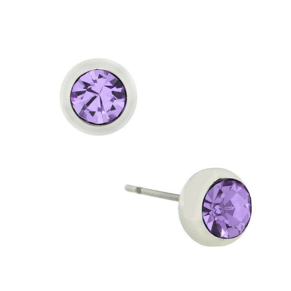 Tiny Crystal Earring 6mm Small Stud Post Birthstone JUNE Purple Stone Jewelry - PalmTreeSky