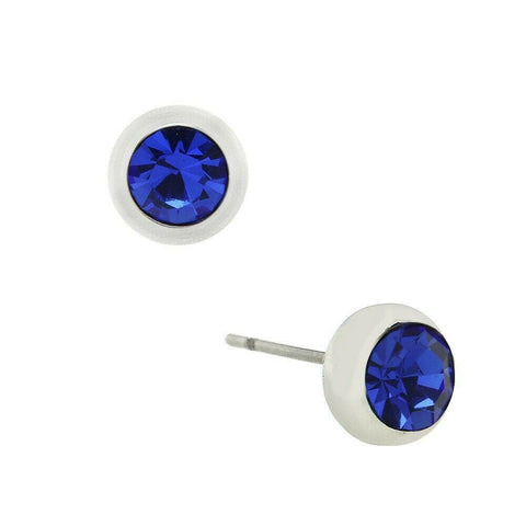 Tiny Crystal Earring 6mm Small Stud Post Birthstone SEPTEMBER Blue Stone Jewelry - PalmTreeSky