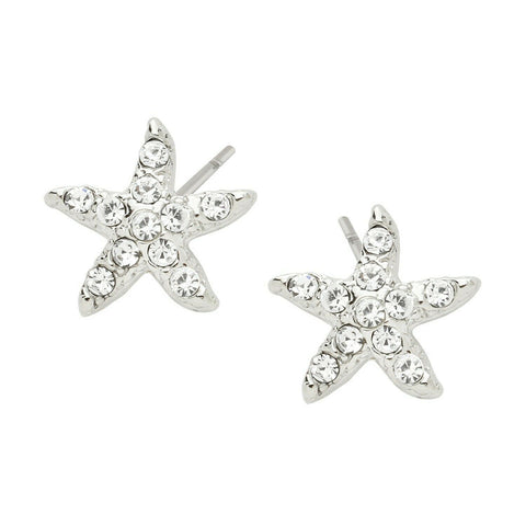 Starfish Earrings Pave Rhinestone Studs Post Sea Life Beach Tropical Jewelry - PalmTreeSky