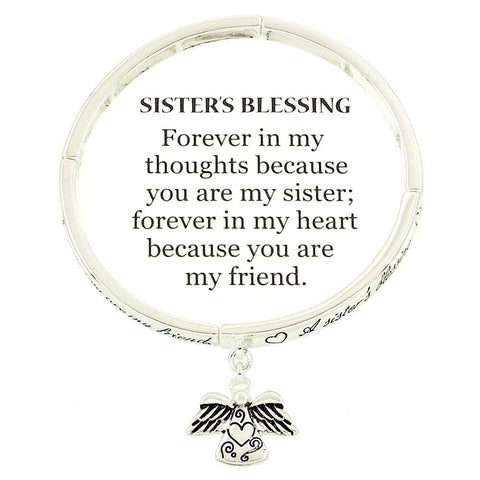 Sister Blessing Bracelet Forever My Heart Friend SILVER Inspirational Jewelry - PalmTreeSky