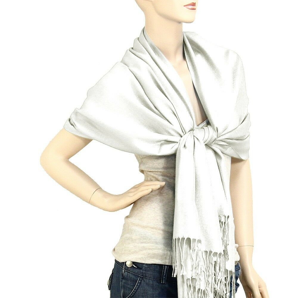 Scarf Poncho Shawl Wrap Tartan Ruana Pashmina Spring Summer Solid White Cover - PalmTreeSky