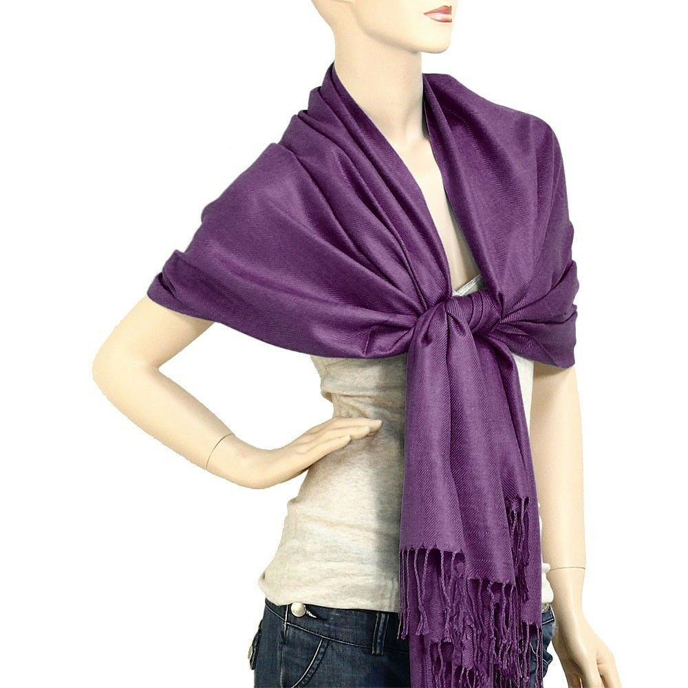 Scarf Poncho Shawl Wrap Tartan Ruana Pashmina Spring Summer Solid IndPurp Cover - PalmTreeSky